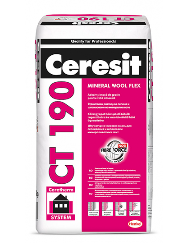 Adeziv si masa de spaclu vata minerala Ceresit CT 190